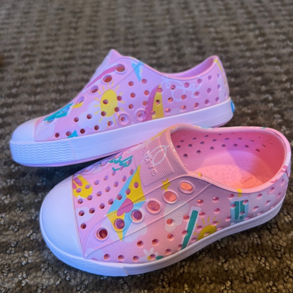 Native Shoes Kids Pink and Yellow Slip-On